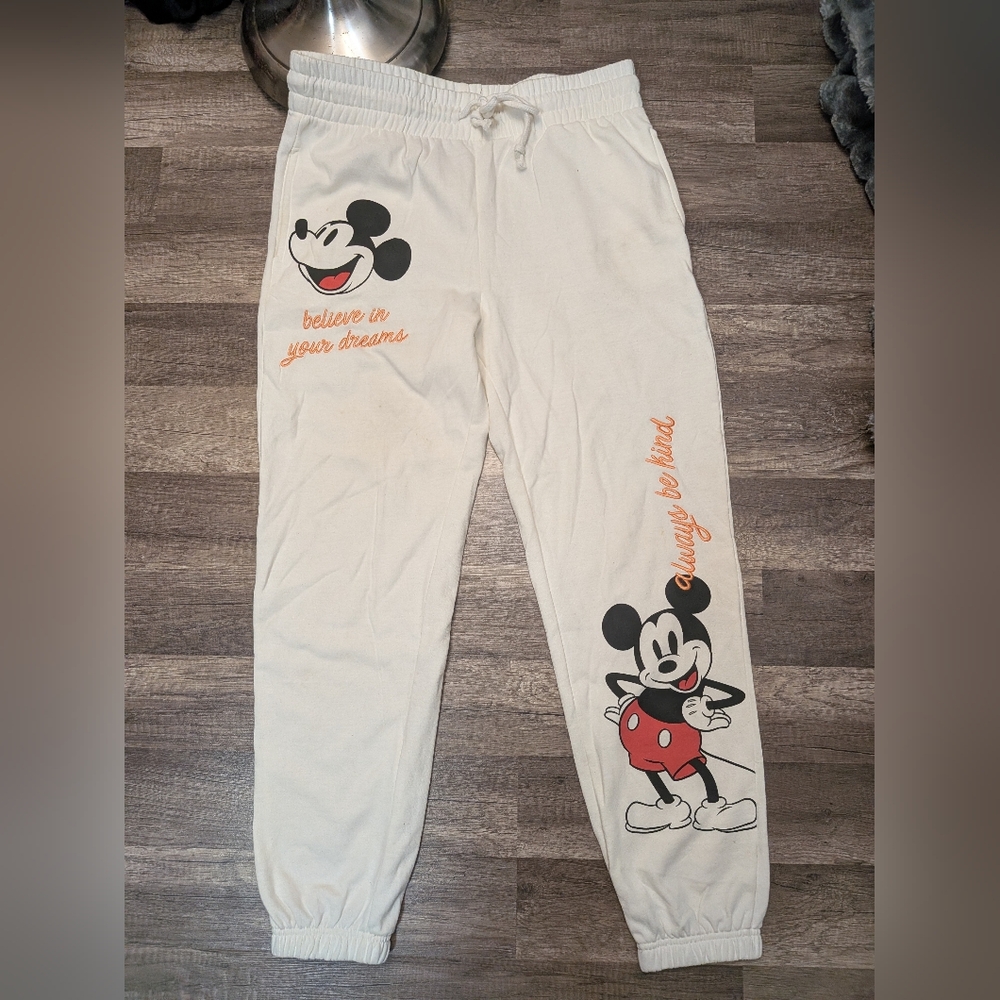 Mickey Mouse Disney Women's Pants Sweatpants White Color Size M